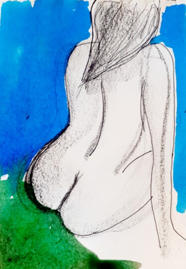 Peinture intitulée "Roberte" par Céline Marcoz, Œuvre d'art originale, Encre