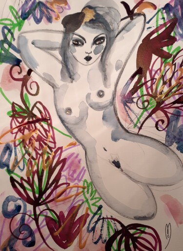 Malarstwo zatytułowany „Nu Féminin Aquarell…” autorstwa Céline Marcoz, Oryginalna praca, Akwarela