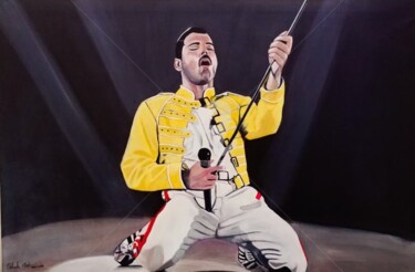 Painting titled "'' Freddy Mercury''" by Orlando Cristiani, Original Artwork, Acrylic