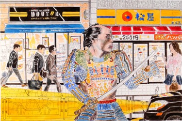 「The lost Samurai」というタイトルの絵画 Orlando Marin Lopezによって, オリジナルのアートワーク, 水彩画