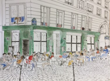 图画 标题为“Cafe Paris” 由Orlando Marin Lopez, 原创艺术品, 墨