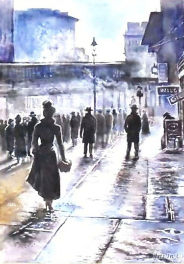 Peinture intitulée "Morning fog" par Orlicz, Œuvre d'art originale, Aquarelle