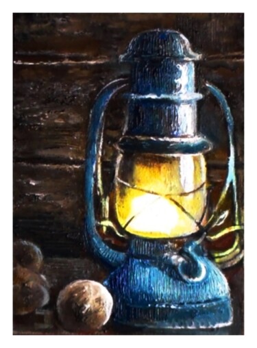 Peinture intitulée "Старая лампа" par Orlicz, Œuvre d'art originale, Huile