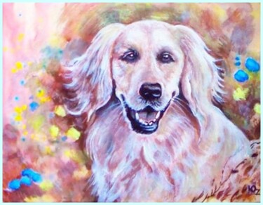Peinture intitulée "Douglas le chien" par Orlicz, Œuvre d'art originale, Acrylique