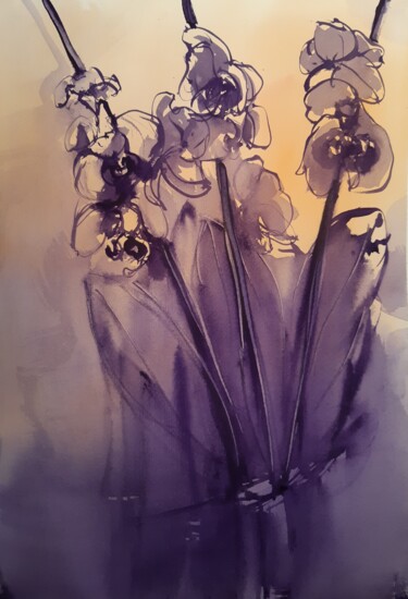 Malerei mit dem Titel "Orchidee" von Ornella Franchi, Original-Kunstwerk, Aquarell