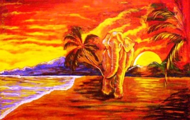 Pintura intitulada "Tramonto Africano" por Oronzo Curvo, Obras de arte originais, Acrílico