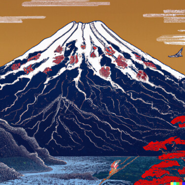Digitale Kunst getiteld "Ukiyo-e #7" door Melih Ortatepe, Origineel Kunstwerk, AI gegenereerde afbeelding