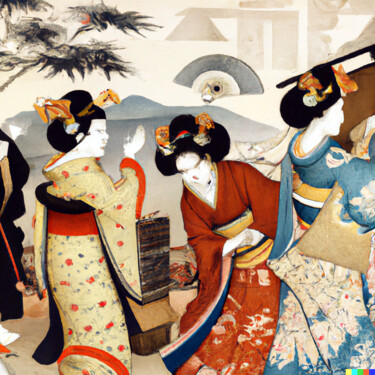 Artes digitais intitulada "Ukiyo-e #34" por Melih Ortatepe, Obras de arte originais, Imagem gerada por IA