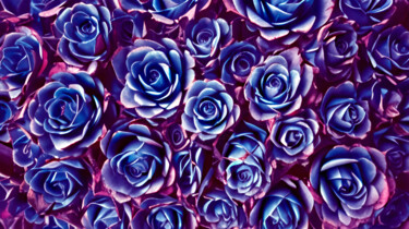 Digitale Kunst getiteld "blue roses" door Melih Ortatepe, Origineel Kunstwerk, Digitaal Schilderwerk