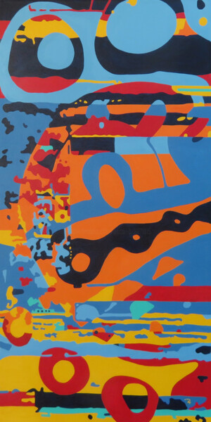 Картина под названием "Orange" - Oscar B., Подлинное произведение искусства, Акрил Установлен на Деревянная рама для носилок