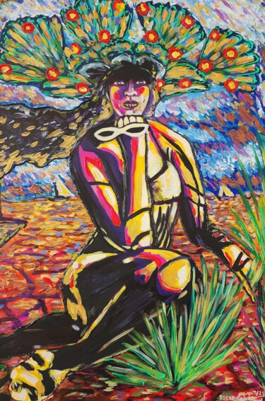 Pintura titulada "Olivia del mar" por Oscar Galvan, Obra de arte original, Acrílico Montado en Bastidor de camilla de madera