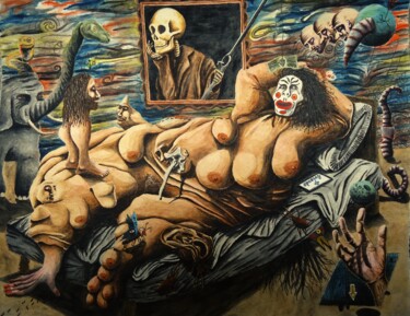 Peinture intitulée "Madame Madness" par Oscar Olarte, Œuvre d'art originale, Aquarelle Monté sur Carton