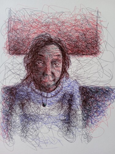 "Sick mother" başlıklı Resim Oscar Olarte tarafından, Orijinal sanat, Tükenmez kalem Karton üzerine monte edilmiş