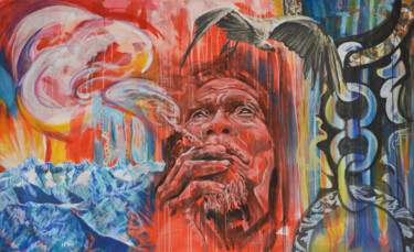 Картина под названием "Smoke" - Osi, Подлинное произведение искусства, Акрил Установлен на Деревянная рама для носилок