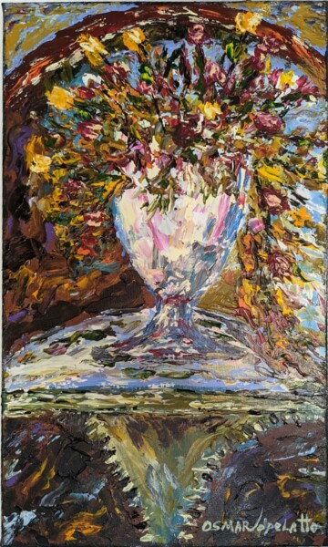 Pittura intitolato "Vaso de flores" da Osmar Ropelatto, Opera d'arte originale, Acrilico Montato su Telaio per barella in le…