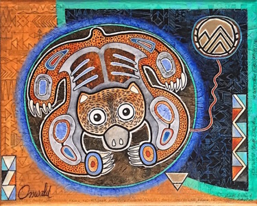 Painting titled "OURS - Shamanic Cos…" by Jean-Luc Osswald, Original Artwork, Acrylic