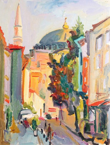 Painting titled "Street in Istanbul" by Ostap Patyk, Original Artwork, Oil