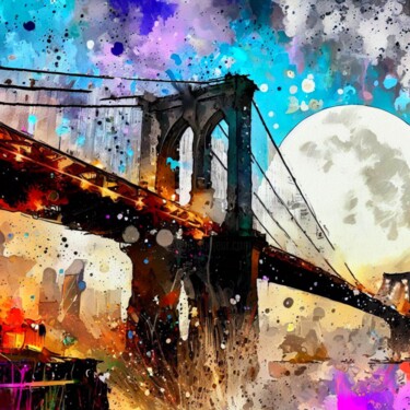 Digitale Kunst mit dem Titel "BROOKLYN BRIDGE 8" von Otis Porritt, Original-Kunstwerk, Digitale Collage