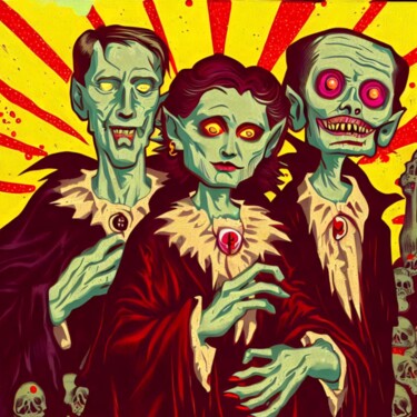 Arte digital titulada "VAMPYRES OF HALLOWE…" por Otis Porritt, Obra de arte original, Pintura Digital