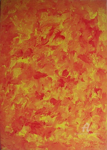 Ζωγραφική με τίτλο "Un Monde en Orange…" από Otto Frühwach, Αυθεντικά έργα τέχνης, Γκουάς