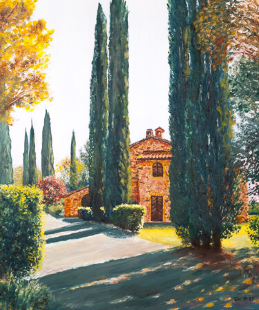 Painting titled "Casolare toscano" by Céline Ouimet, Original Artwork, Oil