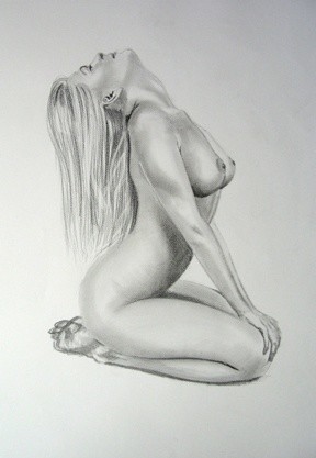 Painting titled "Pencil Nude 18" by Pressman, Original Artwork, Oil