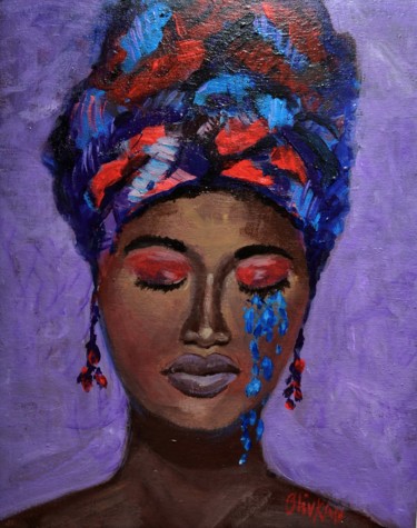 "African Queen Ameri…" başlıklı Tablo Olivkan Art tarafından, Orijinal sanat, Petrol