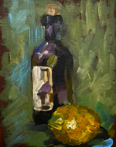 Painting titled "Wine Painting Oil A…" by Olivkan Art, Original Artwork, Oil