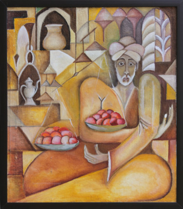 Schilderij getiteld "Feast" door Bahodir Zakirov, Origineel Kunstwerk, Olie
