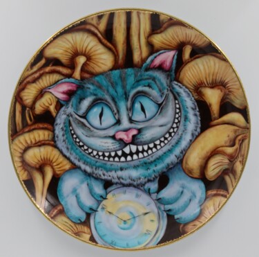 Sculpture titled "Cheshire Cat" by Oxana Kondratenko, Original Artwork, Ceramics