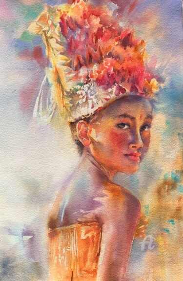 Peinture intitulée "“Beautiful Indonesi…" par Oxana Luky, Œuvre d'art originale, Aquarelle