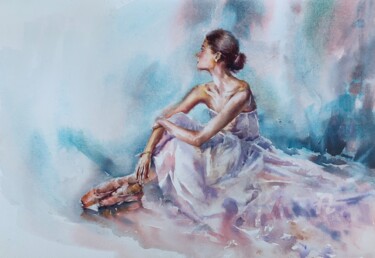 绘画 标题为“Ballerina #7” 由Oxana Luky, 原创艺术品, 水彩