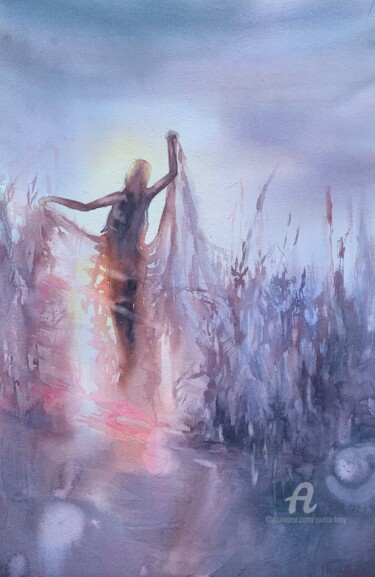 Malarstwo zatytułowany „Woven from light” autorstwa Oxana Luky, Oryginalna praca, Akwarela