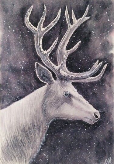 Painting titled "Aquarelle animale R…" by Oxana Mustafina, Original Artwork, Watercolor