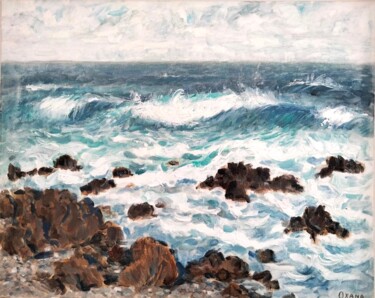 Pittura intitolato "Mare mosso" da Oxana Sakharzeva, Opera d'arte originale, Olio Montato su Cartone