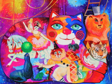 Peinture intitulée "Cirque" par Oxana Zaika, Œuvre d'art originale, Encre