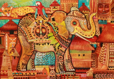 Картина под названием "Africa" - Oxana Zaika, Подлинное произведение искусства, Акварель