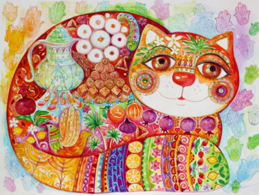 Картина под названием "Délice oriental" - Oxana Zaika, Подлинное произведение искусства, Акварель