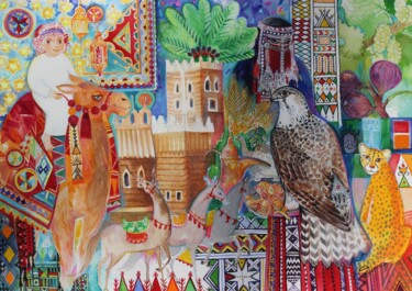 제목이 "Saudia Arabia"인 미술작품 Oxana Zaika로, 원작, 수채화