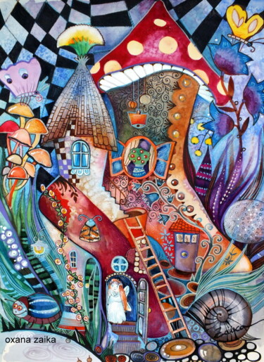 Malerei mit dem Titel "Poussière magique" von Oxana Zaika, Original-Kunstwerk, Aquarell