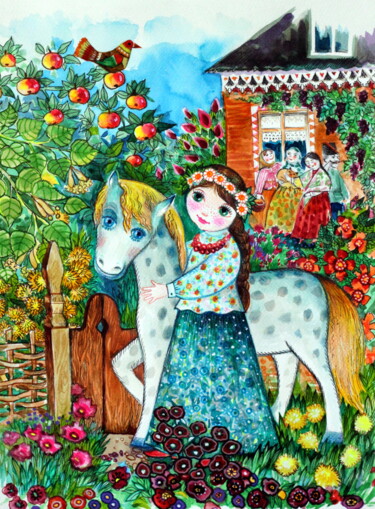 Peinture intitulée "Été russe" par Oxana Zaika, Œuvre d'art originale, Aquarelle