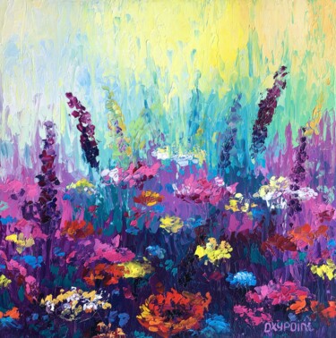 Pintura titulada ""Wild flowers"" por Oxypoint, Obra de arte original, Oleo Montado en Bastidor de camilla de madera