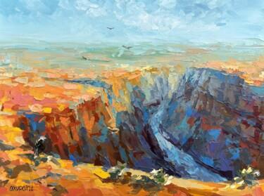 Painting titled ""Grand Canyon"" by Oxypoint, Original Artwork, Oil Mounted on Cardboard