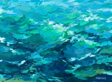 Schilderij getiteld ""Sea pulse"" door Oxypoint, Origineel Kunstwerk, Olie Gemonteerd op Karton