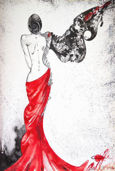 Картина под названием "Inspiration" - Iryna Tatur, Подлинное произведение искусства, Чернила