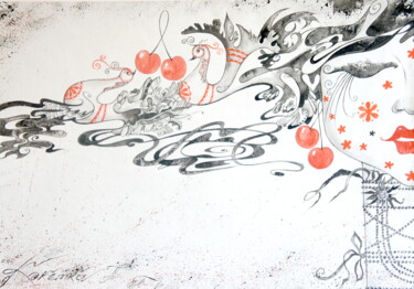 Peinture intitulée "Coquette – 3" par Iryna Tatur, Œuvre d'art originale, Aquarelle