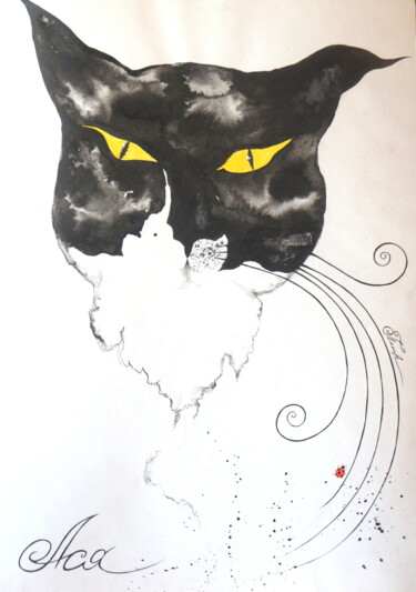 Pintura intitulada "Cat Asia" por Iryna Tatur, Obras de arte originais, Tinta