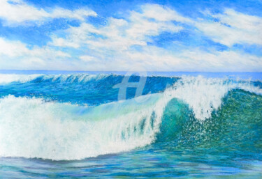 Painting titled "Sea" by P. Lee, Original Artwork, Pastel