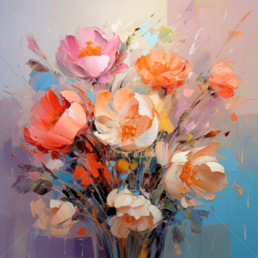 Digital Arts titled "Flowers14" by P. Lee, Original Artwork, Digital Painting