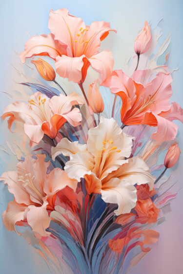 「Flowers64」というタイトルのデジタルアーツ P. Leeによって, オリジナルのアートワーク, デジタル絵画